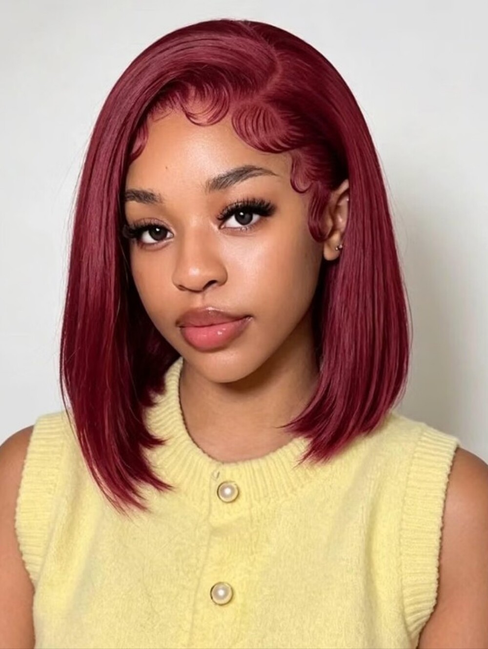Burgundy Straight Human Hair Wig 13x6 HD Lace Front 150% Density 10" 99J
